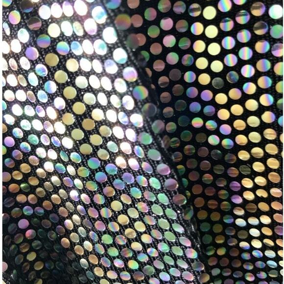 ASTR Lipsy Metallic Bodysuit Women's Size Large Glitter Disco Sequin Silver Top - Picture 9 of 11